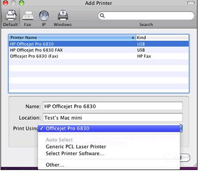 change the print driver for mac